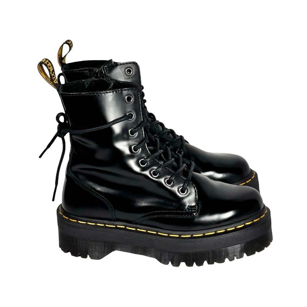 Dr. Martens Jadon Lace-Up Boots Sz 7 Black Leather Platform Airwair Goth Grunge - Picture 5 of 16